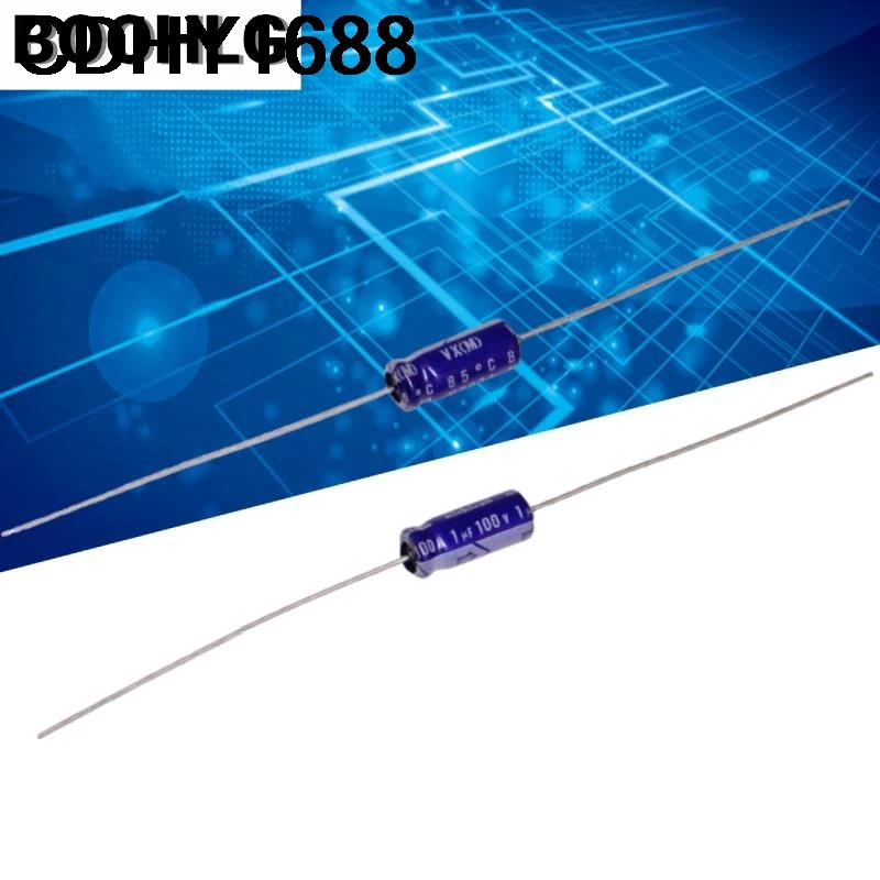 ตัวเก็บประจุอิเล็กโทรไลต์อะลูมิเนียม 10 ชิ้น 1UF 100V 100V 1uf 5X12 VX แบบขาทะลุแนวนอน