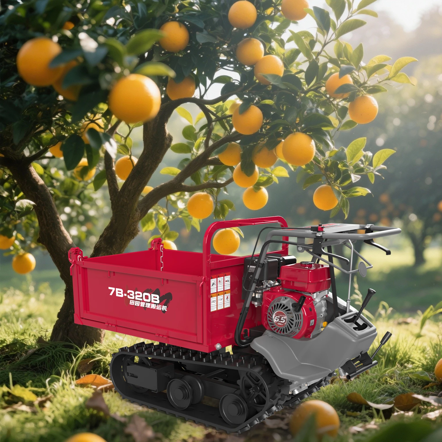 Red Crawler Tractor AGMA TOYAR 10 HP Motor Gear Drive 1 Year Warranty High Orchard Transport Fruit Hauling for Report