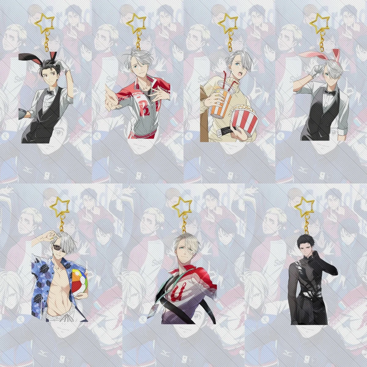 6CM Anime Yuri on Ice Acrylic Cute Keychain Model Cosplay Charm Characters Ornament Accessories Goods Collection Christmas Gifts