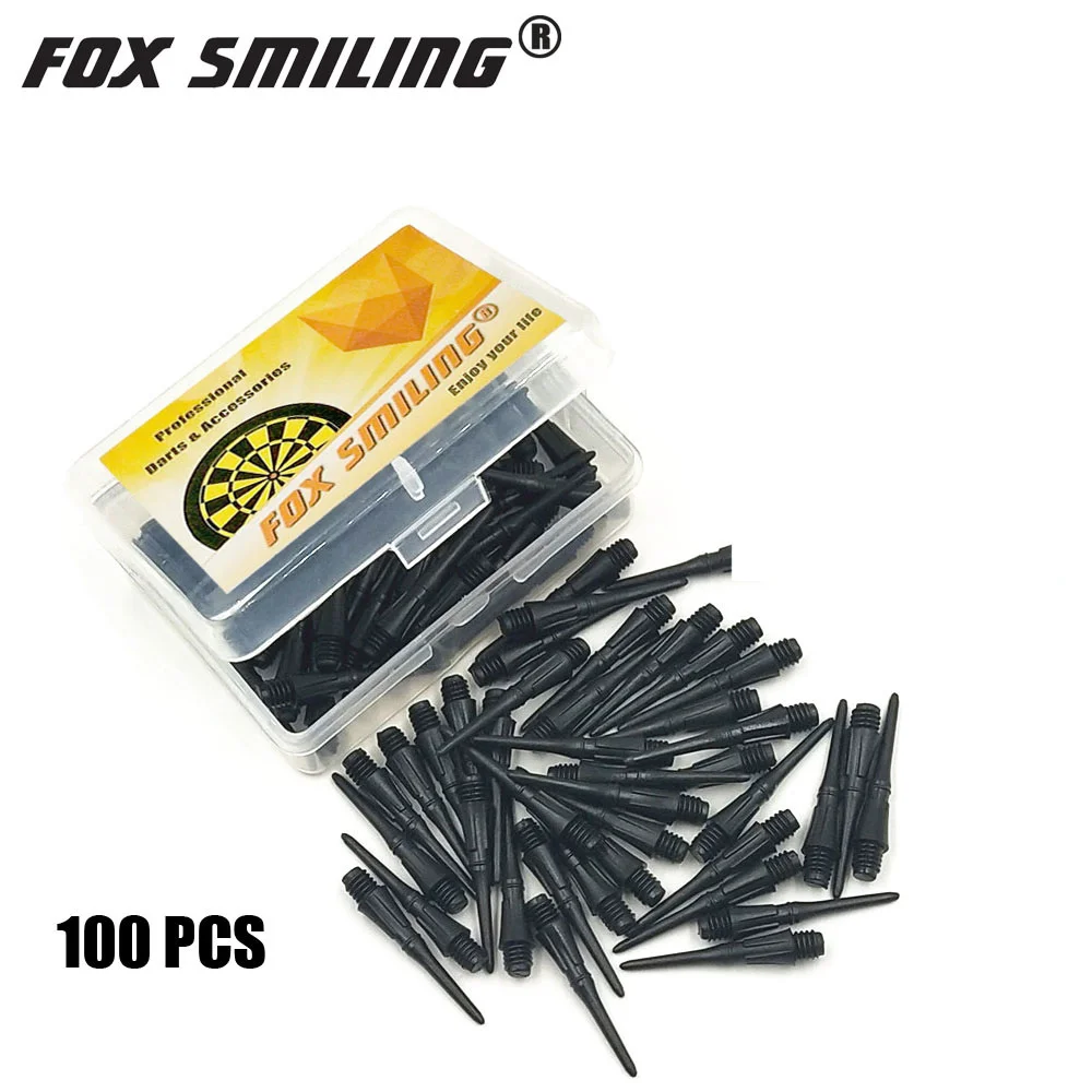 100PCS Colorful 25mm 2BA Professional Nylon Soft Tip Darts And Electronic Points Accessories Fox Smiling With Gift Flights