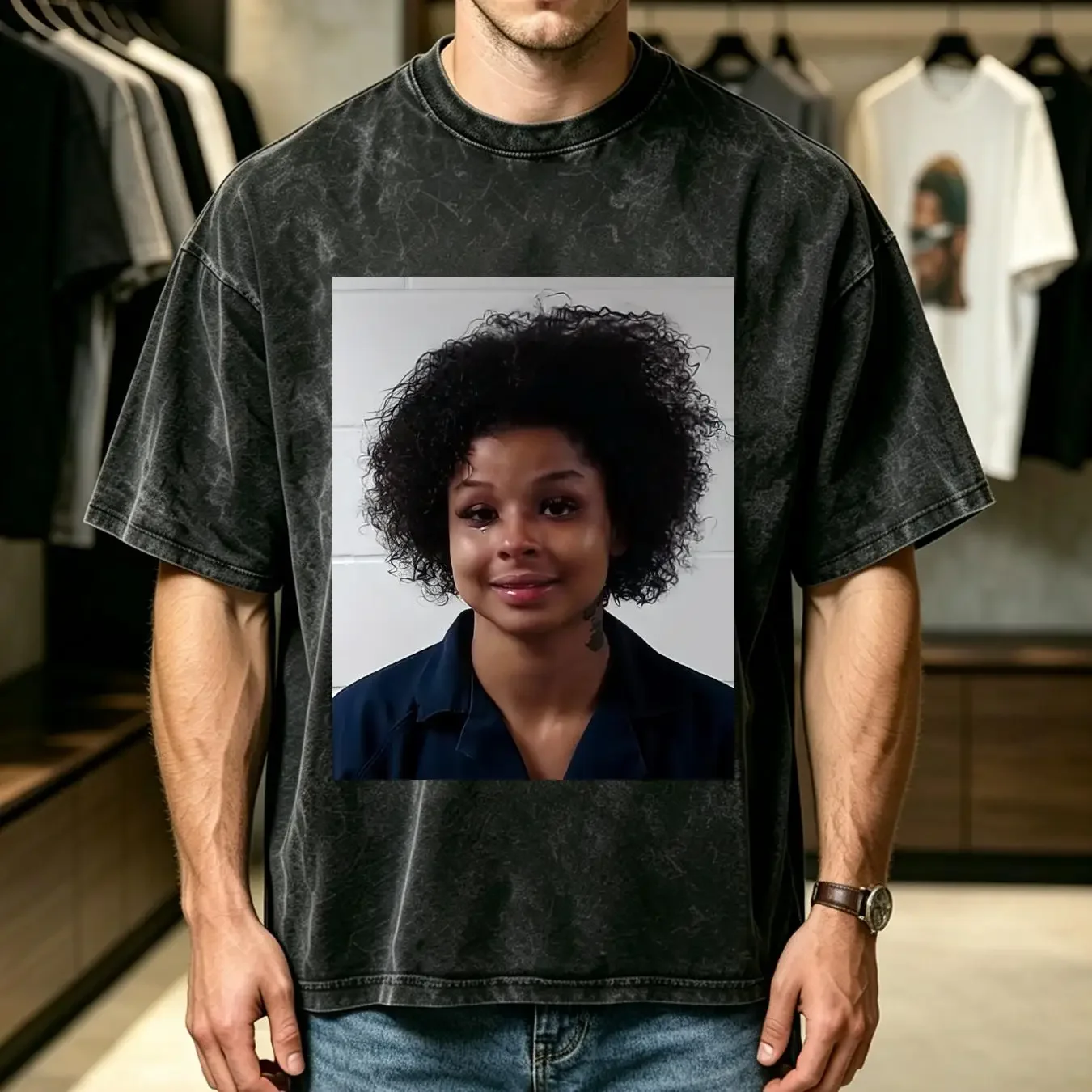 washed T Shirt Chrisean Rock Mug ShoT Crisean Baddies East Zeus on long or short sleeves vintage Washed Top For Everyday Wear