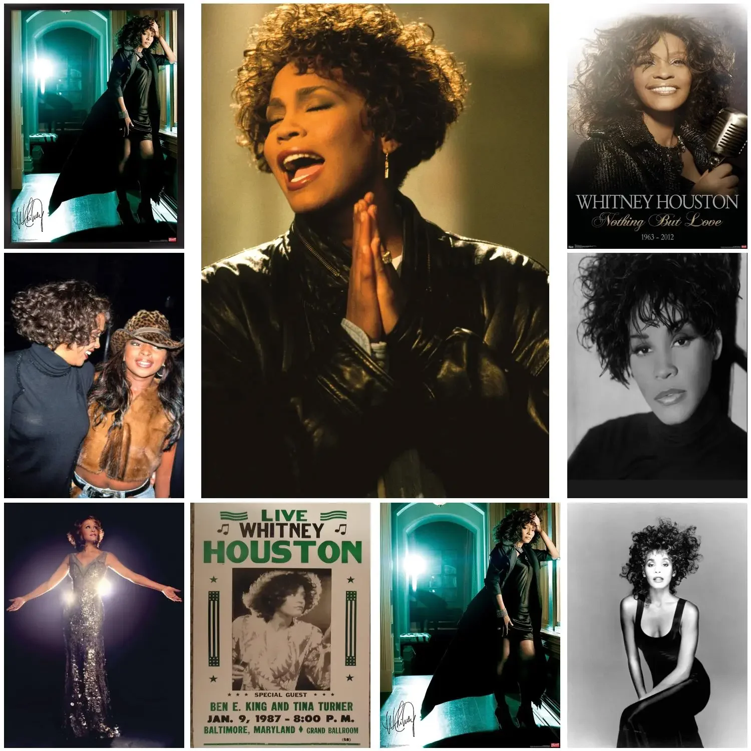 poster whitney houston Poster Prints Wall Art Canvas Painting Poster For Modern Family Living Room Home Decor