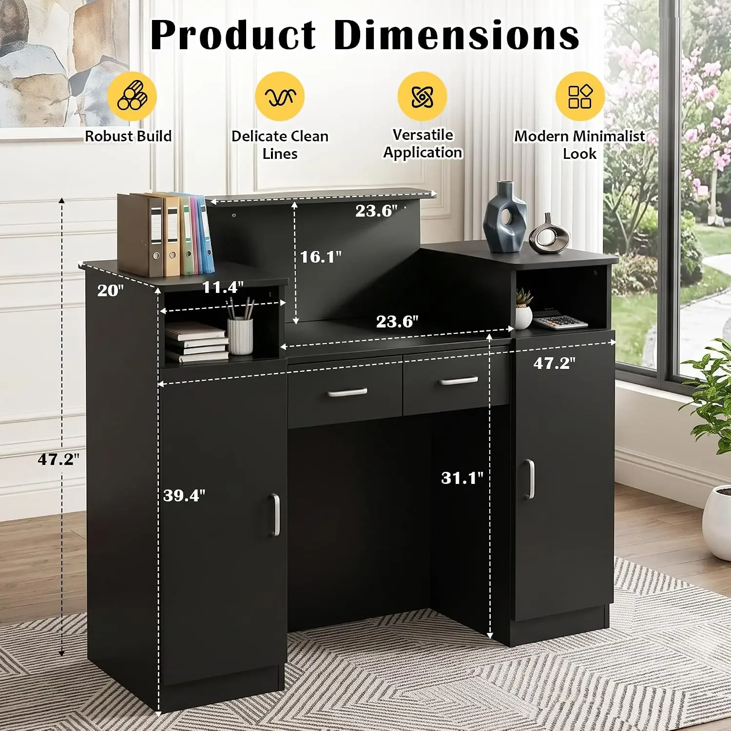 Modern Reception Desk with Counter, 47