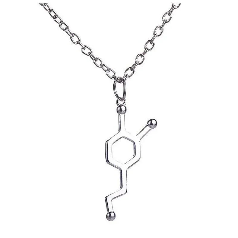 Explosive Necklace Serotonin Dopamine Acetylcholine Biochemical Molecule Pendant Gift Fashionable Short Chain Clavicle Accessory