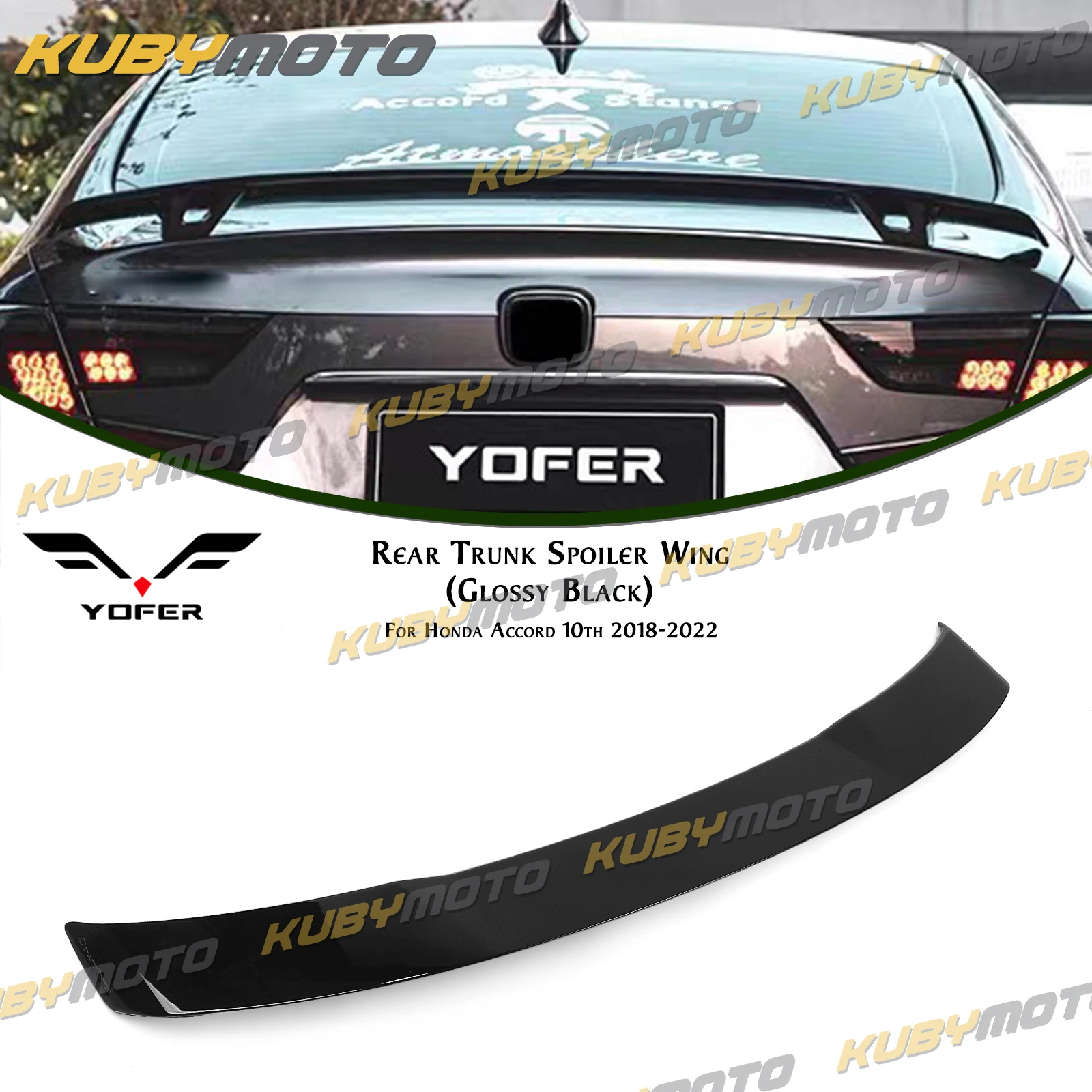 Rear Trunk Lid Spoiler Wing Tailgate Decklid Flap Trim Lip For Honda Accord 10th Gen 2018-2022 YOFER