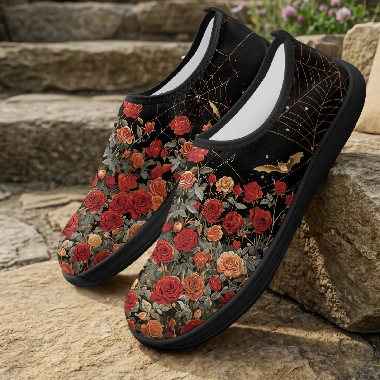 PENSTROLL Comfortable Sneakers Wide Toe Summer Flat Shoes for Dress Men Rose Skull 2026 Collection