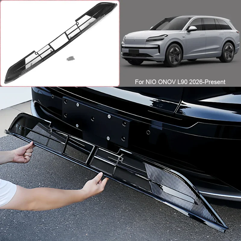 For NIO ONOV L90 2026-2027 ABS Car Modify Front Buckle Insect Proof Net Auto Front Bumper Center Intake Grille Cover Accessory