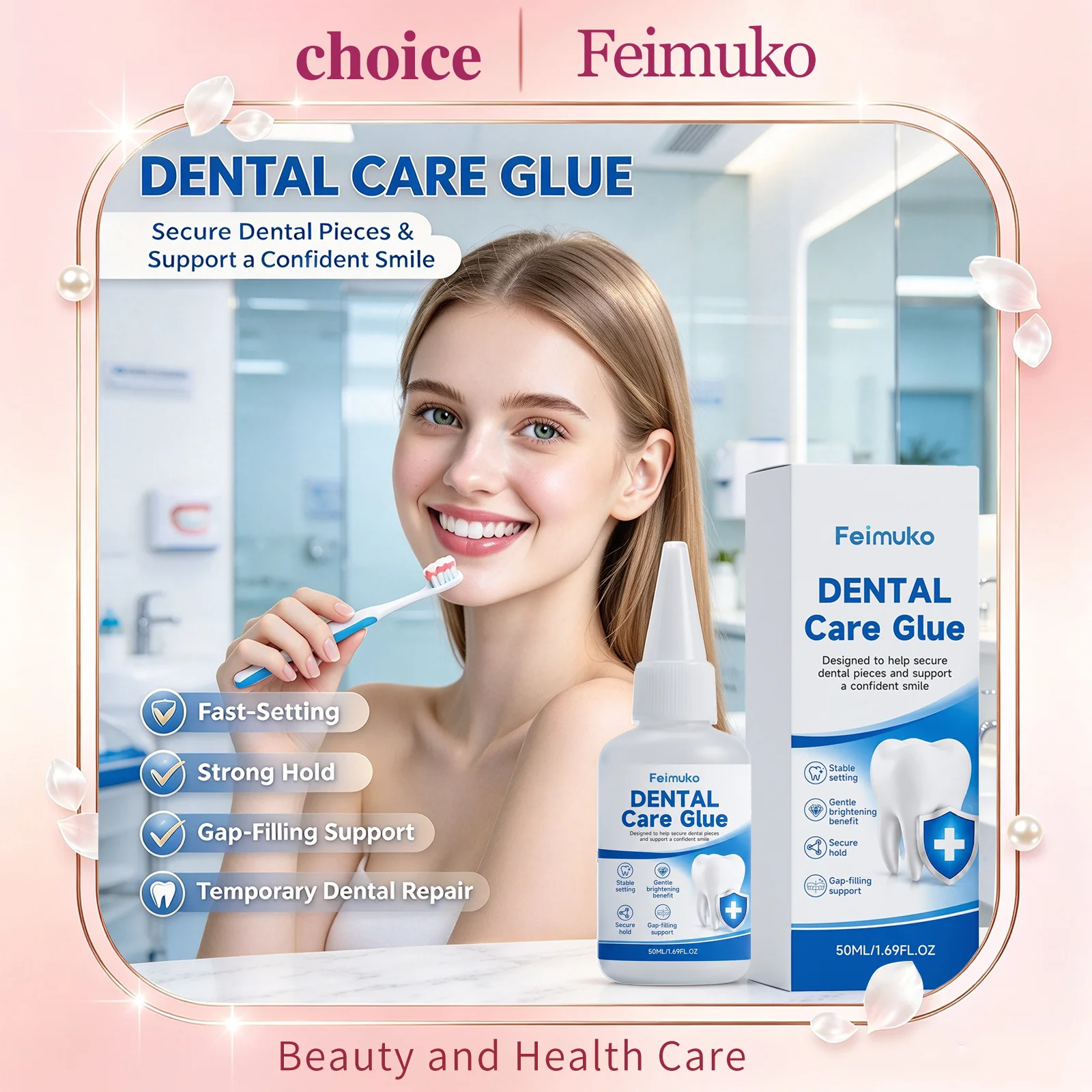 Dental Cement Gel Temporary Teeth Crown Bridge Filler for Broken Dentures Fix Cracks Secure Teeth Fill Gaps Denture Adhesive Gel