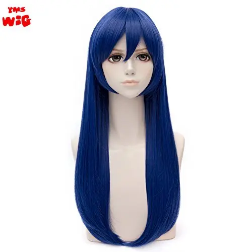 Parrucca Cosplay blu scuro Anime parrucche lunghe per giochi di ruolo per feste di capelli sintetici resistenti al calore Teruhashi Kokomi