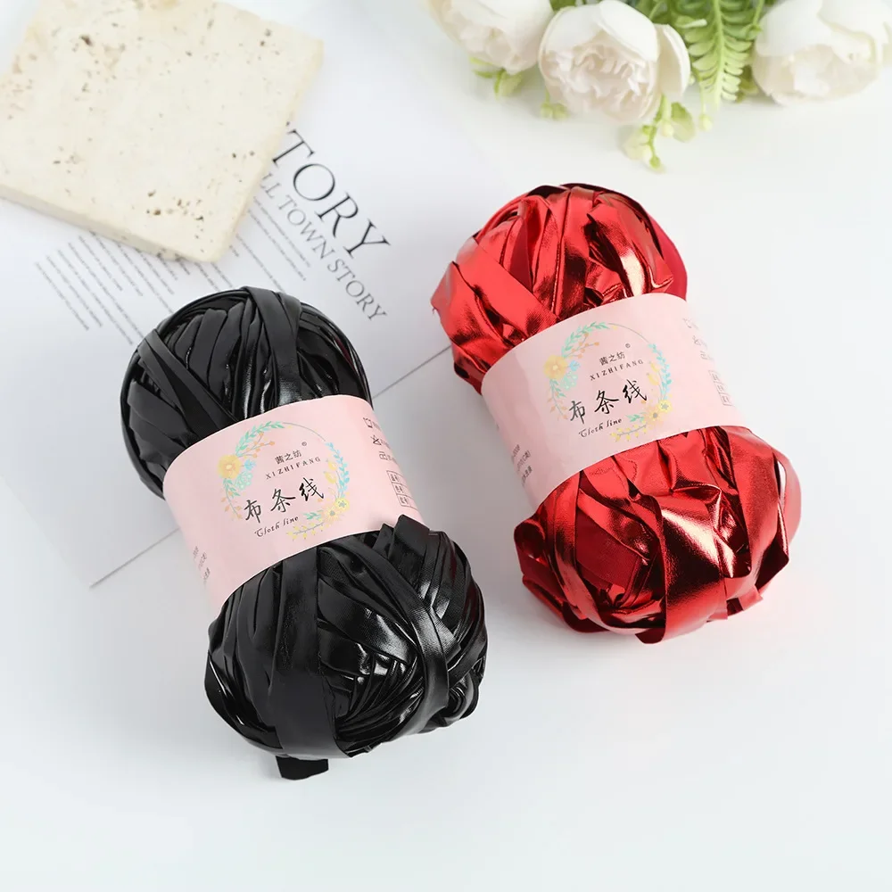Shiny Fabric Strip Yarn, Hand Crochet Yarn, Flat Cloth Tape Yarn, DIY Material for Knitting Handbags