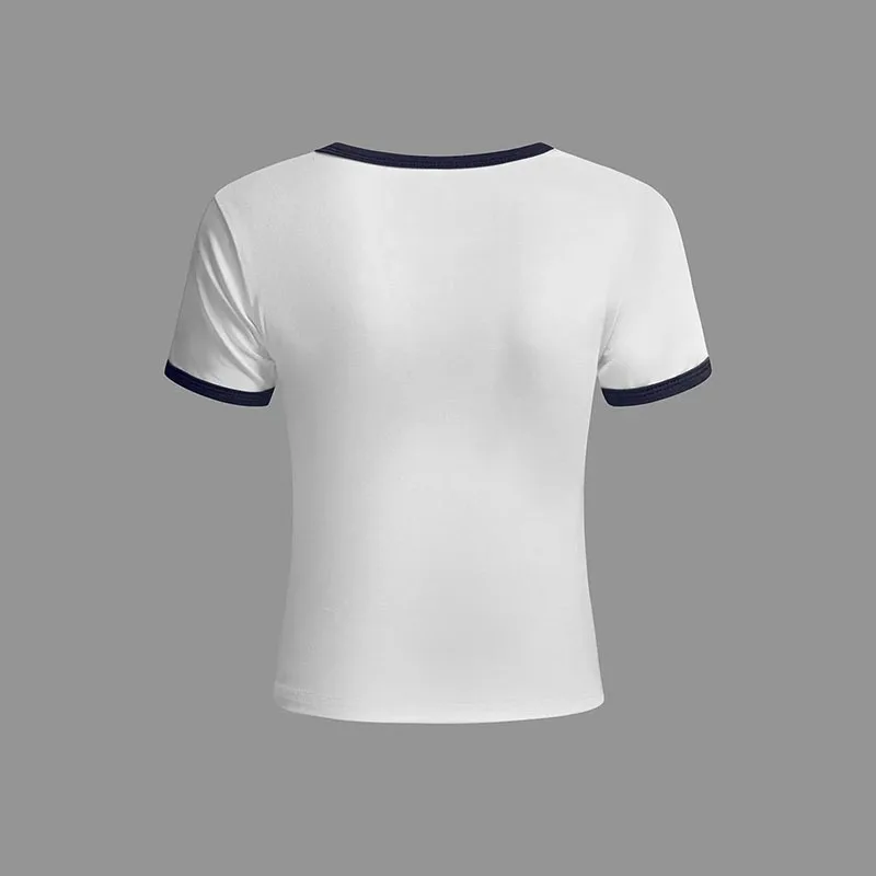 بلوزة نسائية بطباعة حروف مطبوعة ، ملابس خيالية ، تيشيرت قوطي ، ملابس جمالية ، قميص بأكمام قصيرة ، Y2K ، ربيع #2