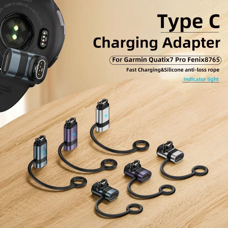 For Garmin Venu 4 3 X1 Instinct 3 Corssover Quatix 8 Index Garmin Active 6 5 Tactix 8 Type C Adapter Fast Charging Adapter