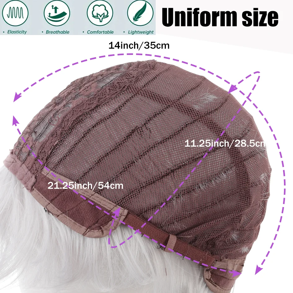 Синтетические парики для мужчин, сломанная шапочка, 10 см, короткие прямые волосы, слегка вьющиеся, серебристо-белый парик, хвост, косплей, рождественские подарки