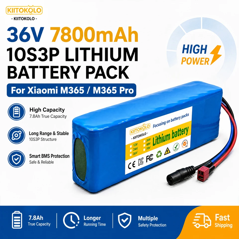 For Xiaomi M365/M365 Pro Electric Scooter High Capacity 36V 7800mAh 10S3P Lithium Ion Replacement Battery, Fit 500W E-Bike
