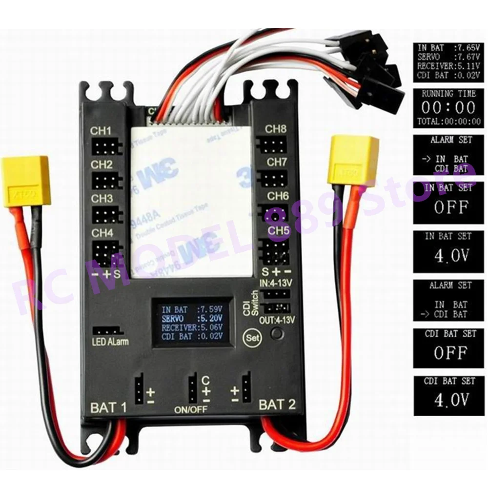 Rccskj 4106 Mini Power DP Pro Mini Servo Section Board 9 Channels Power Box Built 20A BEC and CDI remote switch For Gas Plane