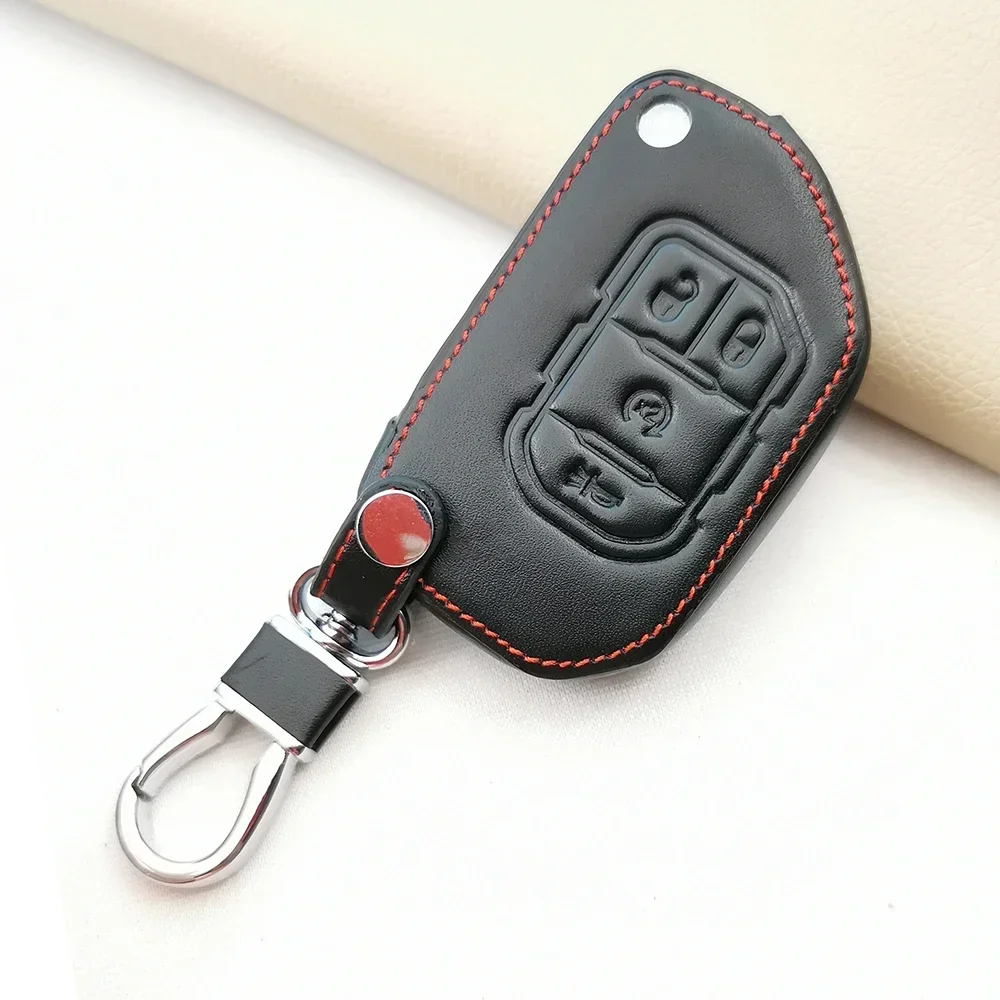 For Jeep Wrangler JL TJ Gladiator JT 2018 2019 Remote Keyless High Quality Praise Leather Car Key Case Cover Bag Car Accessories