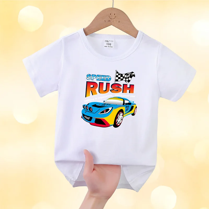 الأطفال قصيرة الأكمام مشروط حفارة طباعة تي شيرت طفل الكرتون الصيف سيارة الأعلى للبنين والبنات ملابس الطفل #4