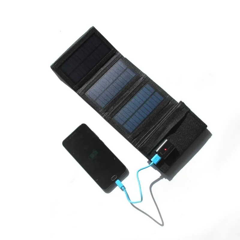 8W Portable Folding Solar Charger Panel for Camping Hiking 5-Fold USB Solar Power Bank Bag Emergency Travel Size Backup