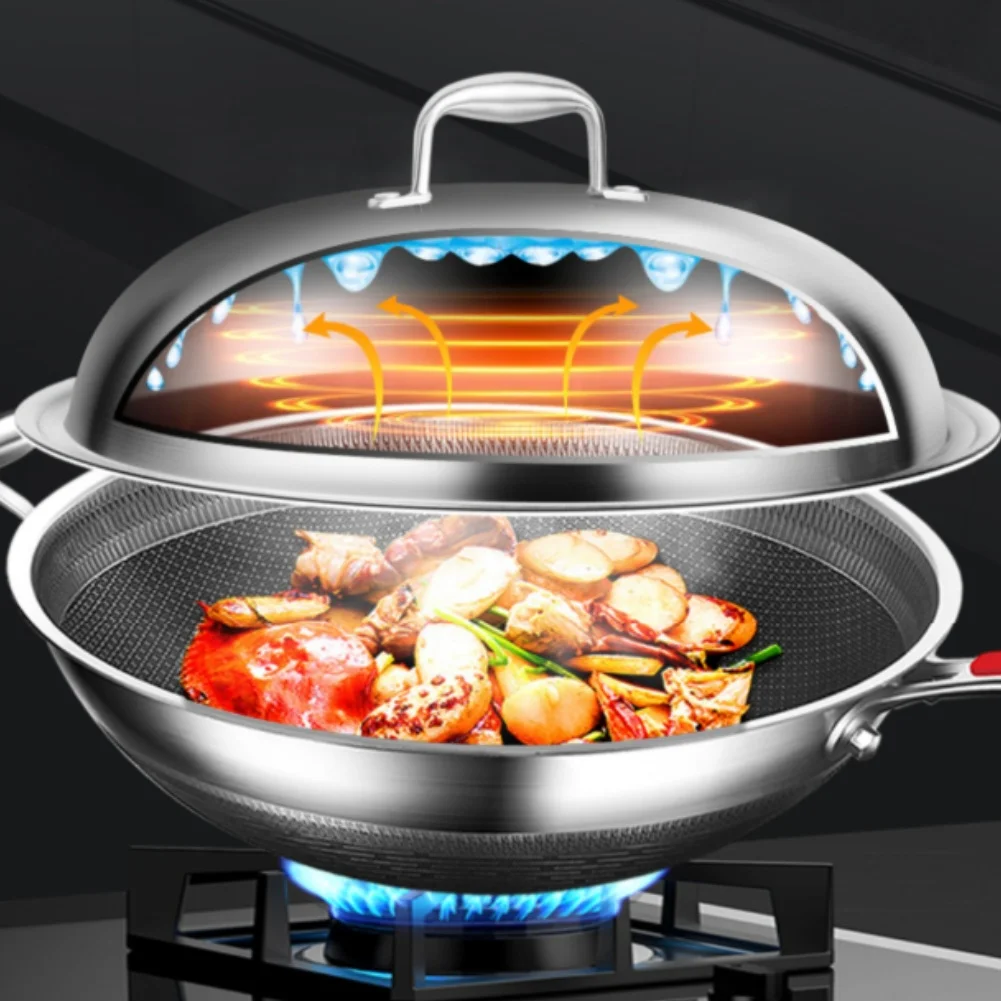 316 Stainless Steel Pot Lid 28cm High Arch Dome Cover For Home Cooking Seamless Heat Retention Silver