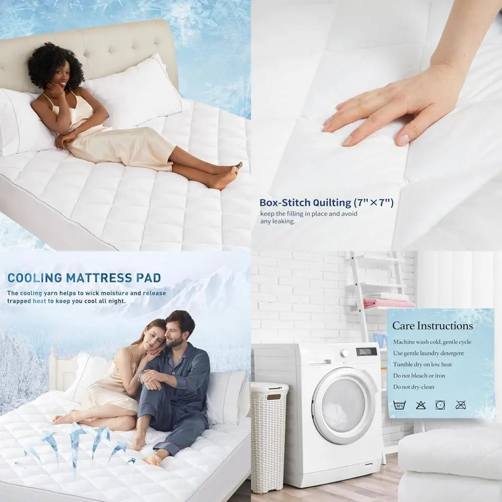 

Deep Pocket Quilted Mattress Protector for King Size, Thin, Machine Washable, Durable