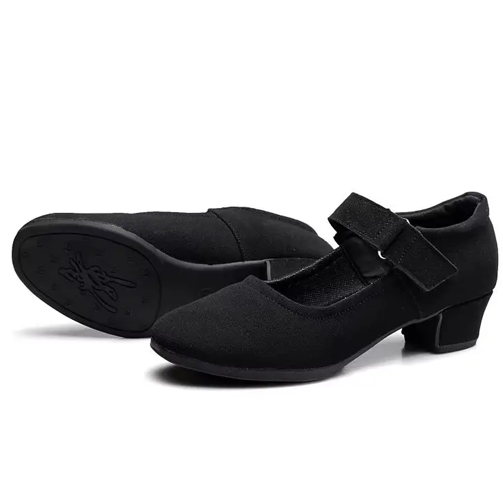 

Черные женские туфли для джазовых танцев, тренировочные туфли для взрослых на мягкой подошве, обувь для йоги, балета, современные танцевальные туфли на квадратном каблуке 5 см