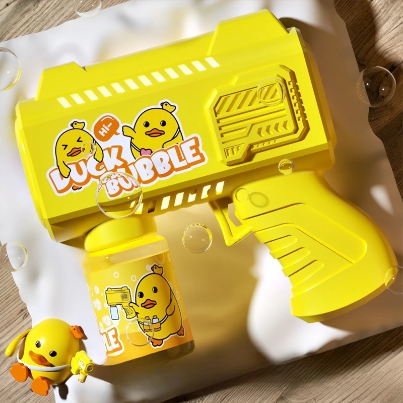 2025年新型リトルイエローアヒルバブルマシン10穴スペース電動バブルマシンネット有名人ホットスタイルハンドヘルドバブルガンおもちゃ