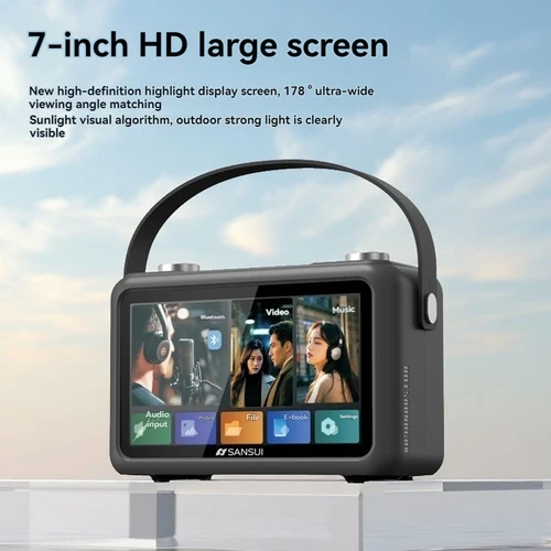 Subwoofer de alta potencia de 40W SANSUI F58 pantalla de alta definición de 7 pulgadas karaoke Altavoz Bluetooth pantalla de letras reproductor de vídeo de música TF