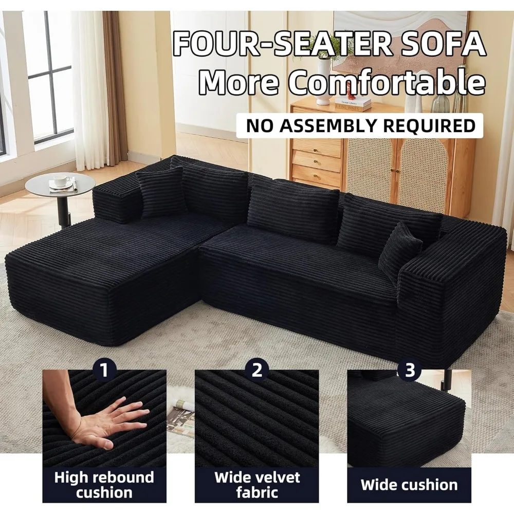 L-образный секционный диван с откидной спинкой и высокопрочной пеной, сборка не требуется, модульный угловой диван для удобных сидений