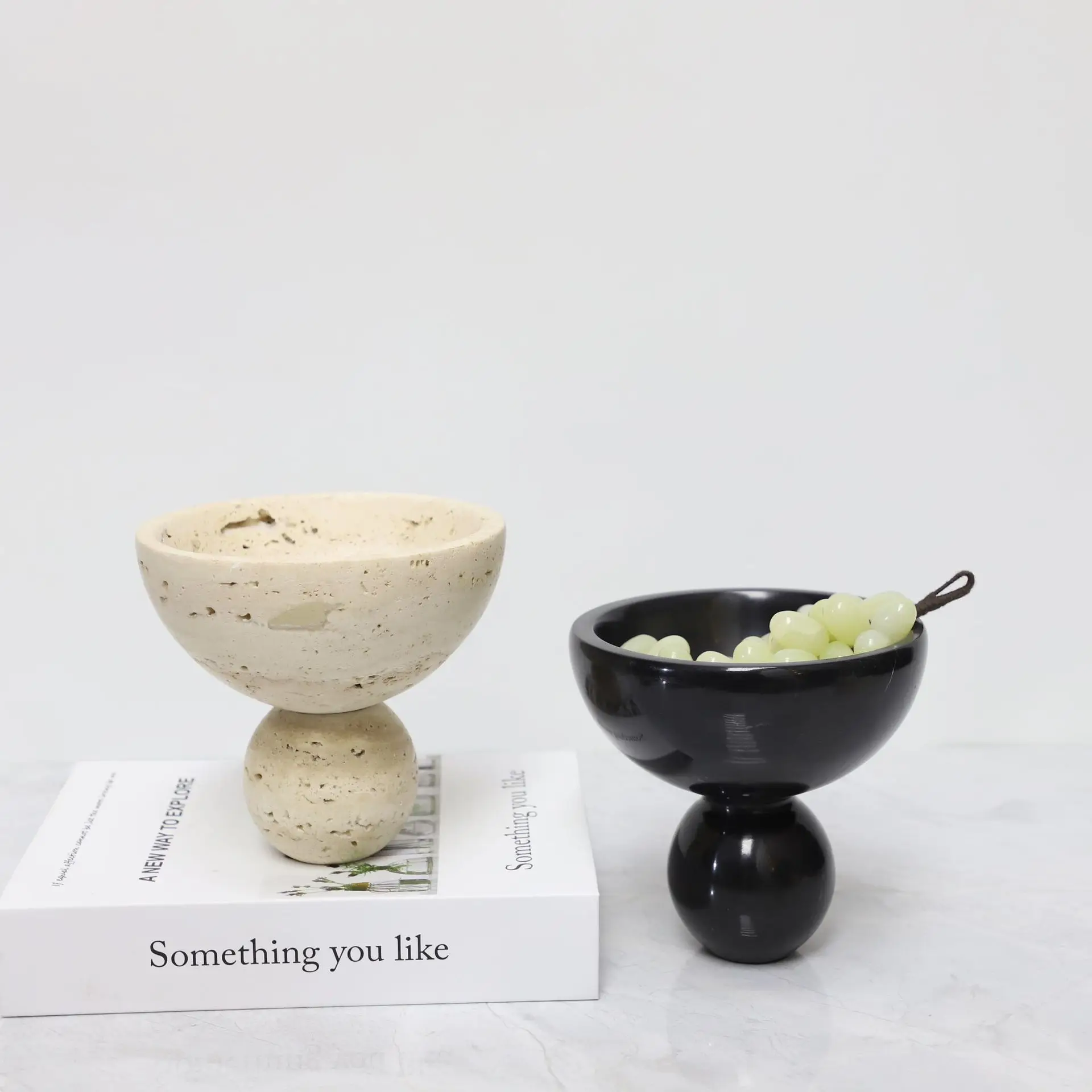 Simple modern marble fruit plate living room coffee table desktop jewelry storage creative decoration