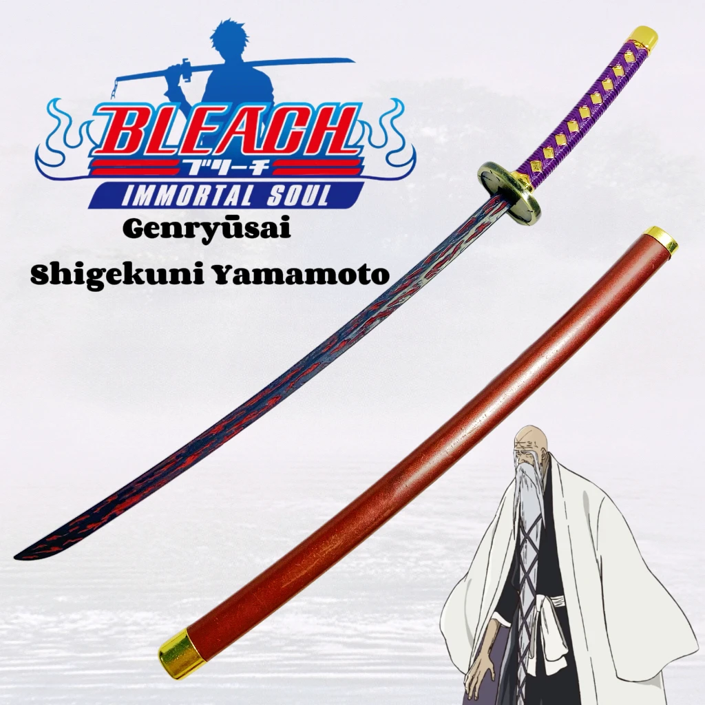 9.4인치 블리치 야마모토 겐류사이 메탈 카타나 검 닌자 나이프 오리지널 사무라이 카타나 세이버 코스프레 액세서리 소품 장난감