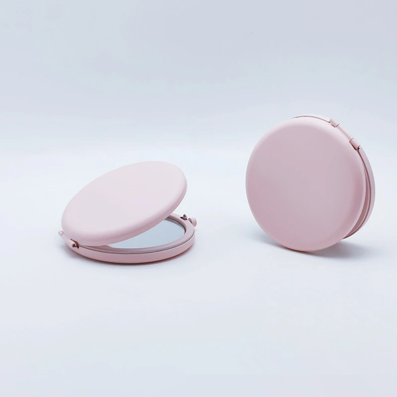 50 Stück Mini-Klappspiegel in Rosa, runde Spiegel, einfache Make-up-Spiegel, Taschenspiegel für Mädchen und Frauen