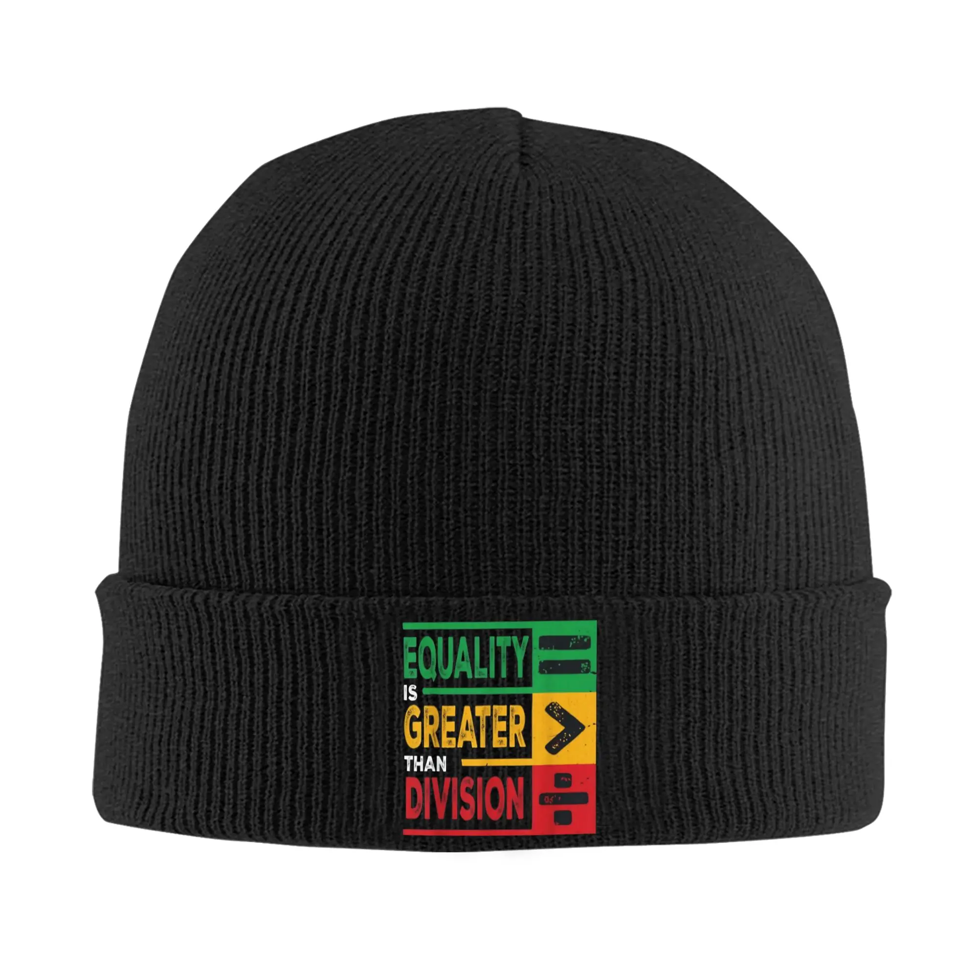 Equality Is Greater Than Division Math Black History Month Beanie Hats  Bonnet Hats Adult Unisex Vintage Thermal Elastic Caps