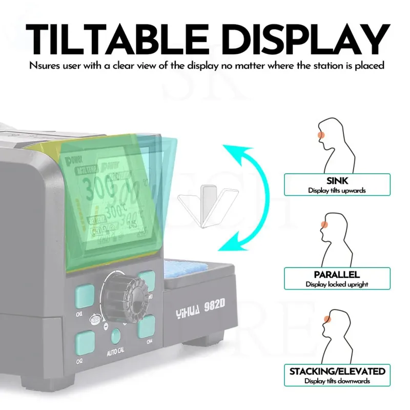 Yihua-substituição Aquecimento Estação de solda, ferro de solda Handle, Auto Temperture, Calibratio para PCB Welding, compatível C210, C245, 982D