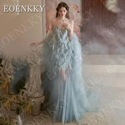 EOENKKY 2025 Arabic Dubai Mermaid Exquisite Evening Dresses Off the Shoulder Sparkling Crystal Feather Prom Dress Customized