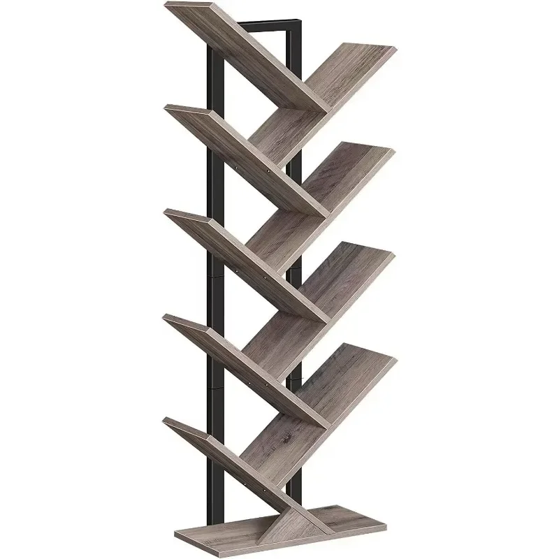 Iron and wood combined with multi-layer tree-shaped bookshelves, floor-standing storage shelves