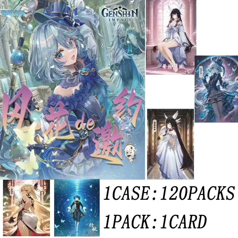 

120Pcs/Genshin Impact Art Panel Acrylic Set Booster Box Official Anime Trading Game Collection Japanese Style Gift