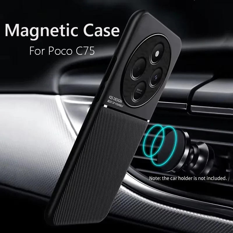 หรูหราหนังรูปแบบกรอบนุ่ม Funda ฝาครอบแม่เหล็กสําหรับ Xiaomi Poco C75 PocoC75 โทรศัพท์กรณี Capa