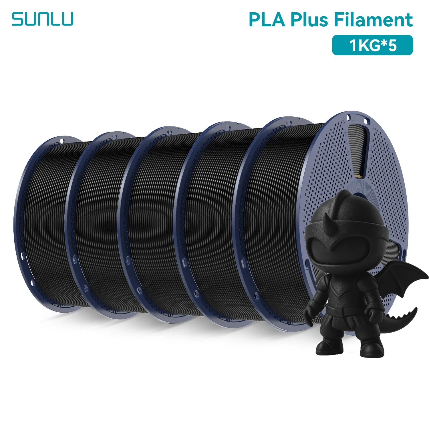 SUNLU PLA PLUS Filament 1,75 mm, hohe Zähigkeit, ordentlich gewickelt, mehrfarbiges Upgrade-PLA 3D-Filament für die meisten FDM-Drucker, 5 kg