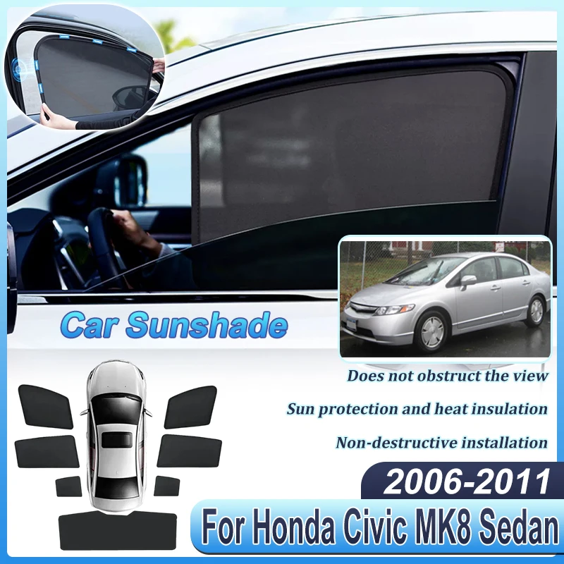 

Car Window Sunshades For Honda Civic MK8 Sedan Wind Deflector 2006-2011 Window Anti UV Heat Insulation Sun Shades Accessories