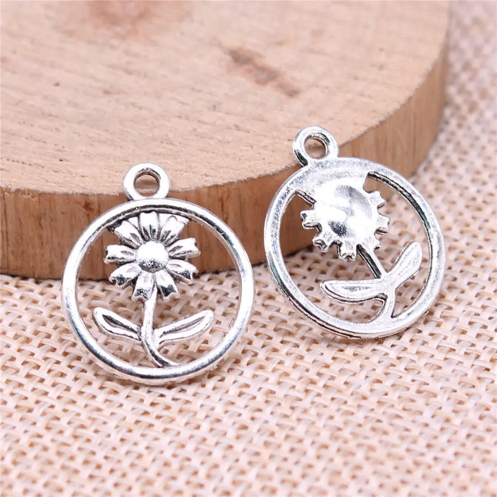 Phone Pendant Flower Charms Jewellery Making Supplies 17x21mm 20pcs