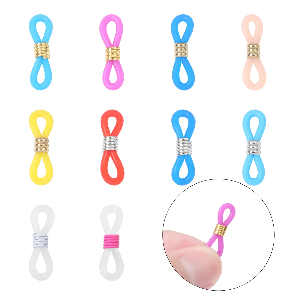 20pcs Eyeglass Chain Ends Adjustable Silicone Rubber Connectors For DIY Sunglasses Eye Glasses Holder Necklace Jewelry Making