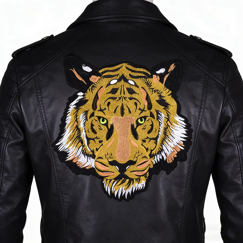 New Tiger Head Embroidery Iron On Cloth Sticker Coat Decoration Back Label Large DIY Adhesive Patch
