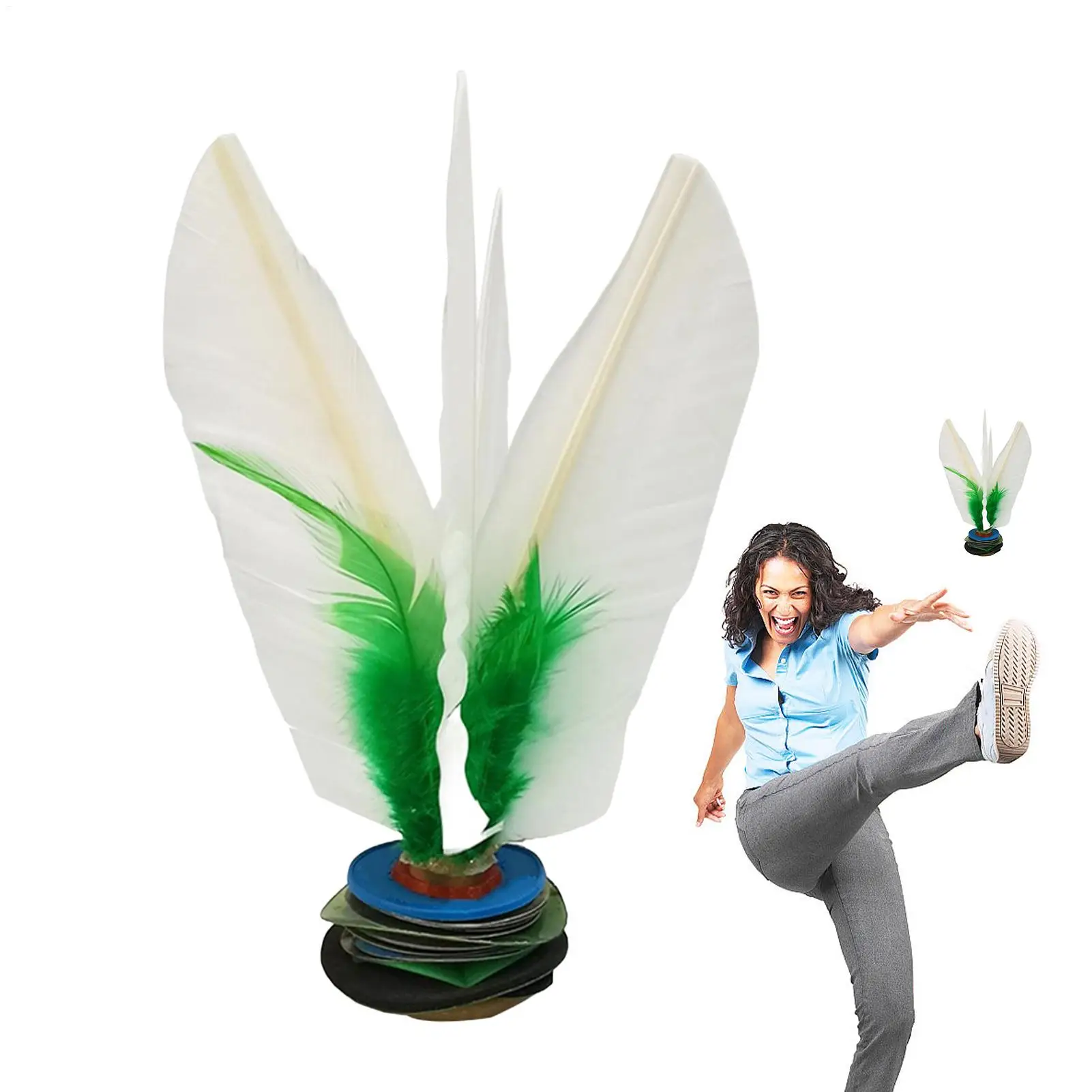 Kick Shuttlecock Chinese Jianzi White Feathers Kick Shuttlecock Handwheel FeatherShuttlecock for Outdoor Fun Shuttlecock
