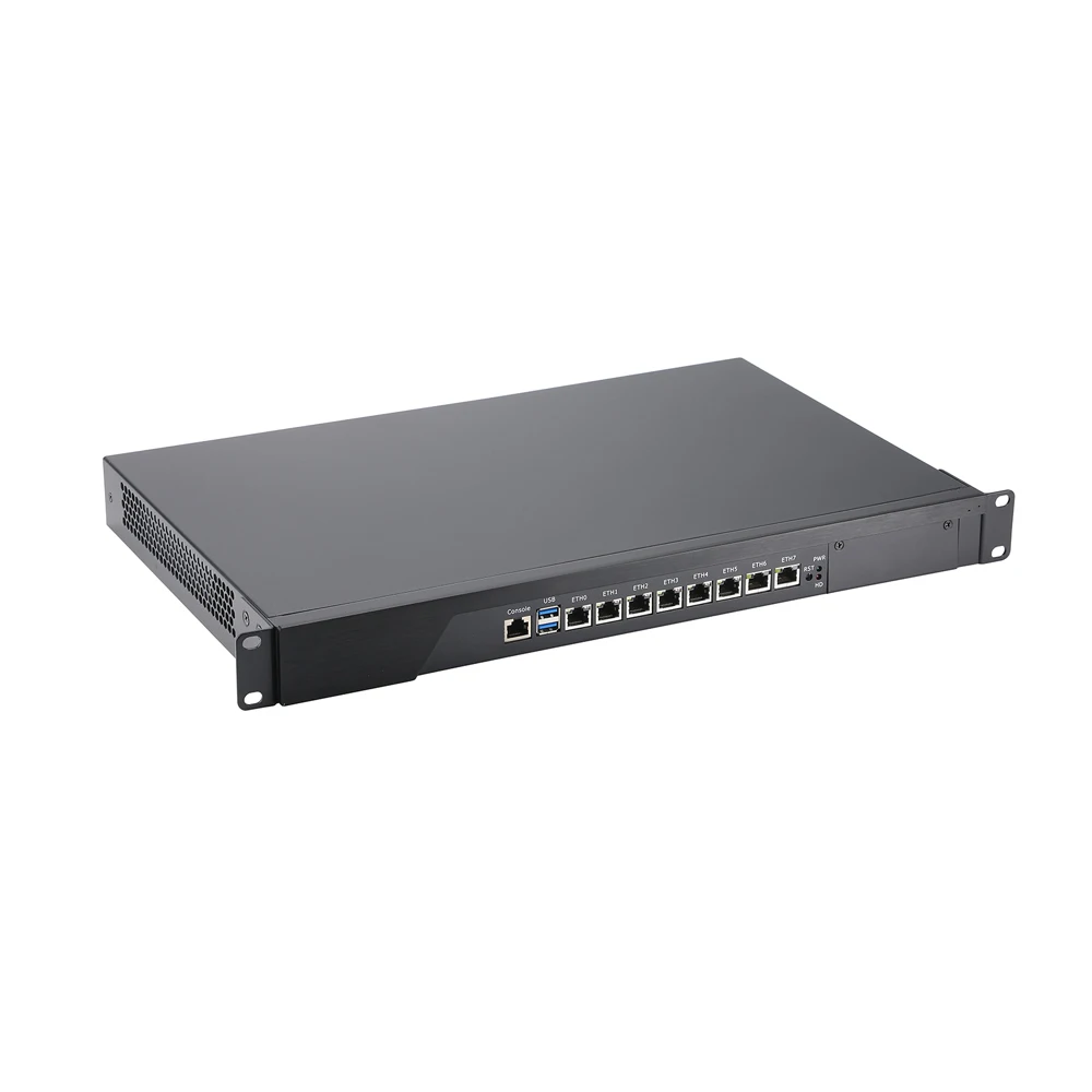 1U Firewall Appliance, HUNSN RS45,Intel Core I3 I5 /I7,OPNsense, VPN, Network Rackmount,AES-NI, 8 x Intel RJ45 LAN, Console, VGA