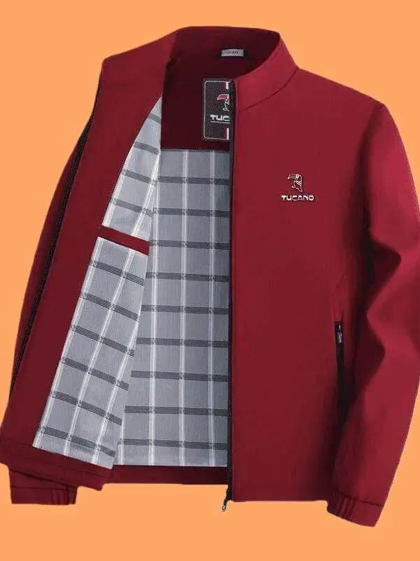 

Повседневная модная куртка для мужчин, верхняя одежда на весну-осень для мужчин среднего возраста, приталенного кроя, из смесового полиэстера, с длинными рукавами.