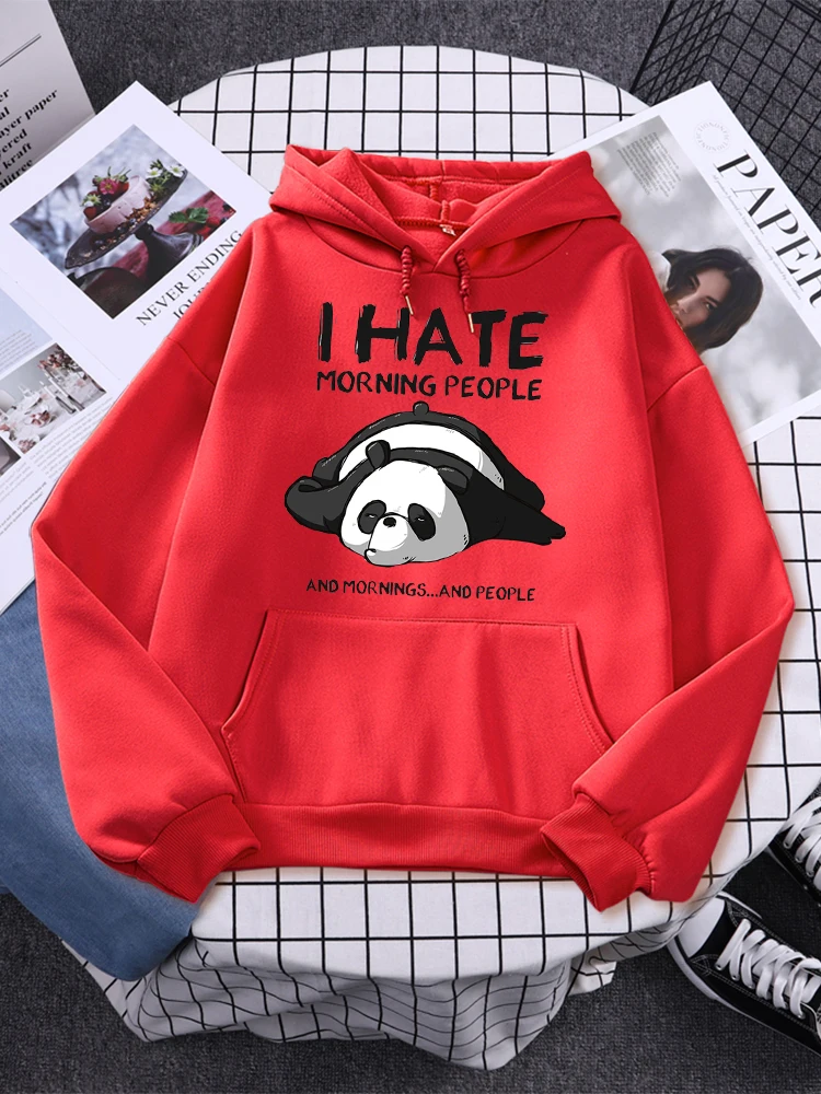 Lazy Panda I Hate Morning People Prints Hoody Woman Casual Plus Size Sweatshirt Harajuku Girl Autumn Warm Sudaderas Hoodies Tops
