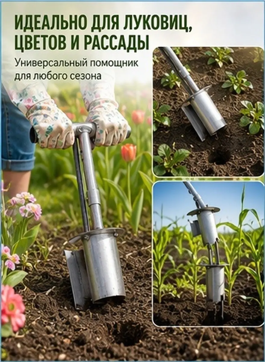 Garden Bulb Planter Tool Portable Transplanting Hole Digger for Flowers Vegetables Corn Seedlings Precise Penetration