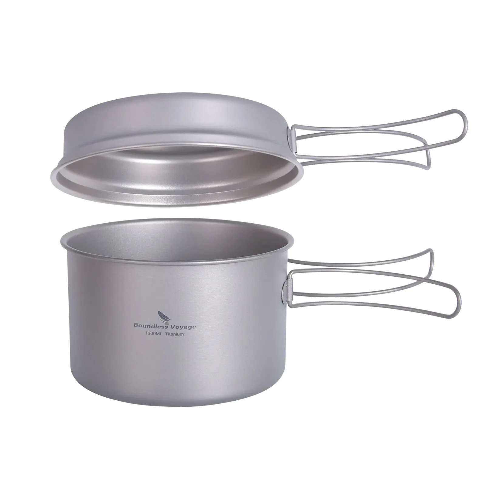 Boundless Voyage Titanium Pot Pan Set met inklapbare handgrepen Camping Kookgerei Wandelen