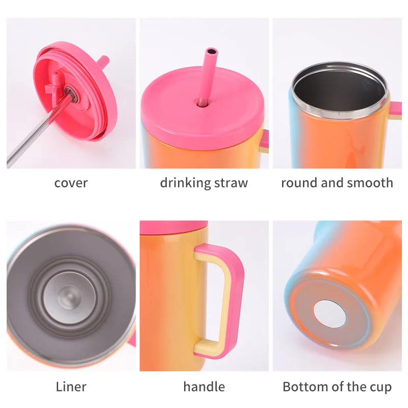 الأكثر مبيعا 40oz كوب سيارة من القش 304 الفولاذ المقاوم للصدأ سعة كبيرة الحفاظ على الباردة كوب الثلج مع مقبض كوب معزول