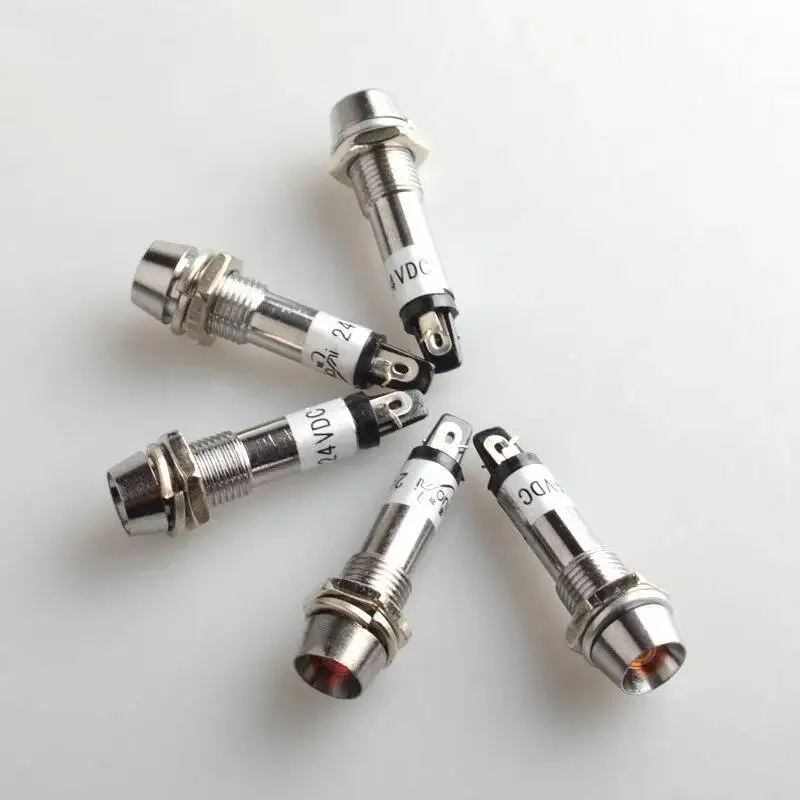 

5pcs XD8-1 Metal Indicator lights 8mm Panel Power Signal lamp LED light Signal Convex lamp 12V 24V 220V 5 colours